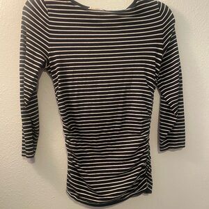 MICHAEL Michael‎ Kors Black and White Ruched 3/4 Sleeve Blouse size XS